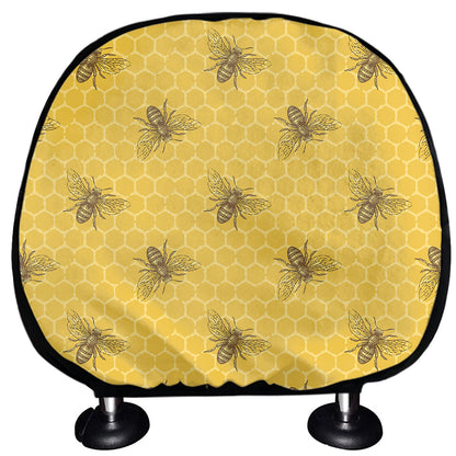 Bee Honeycomb Pattern Print Car Headrest Covers