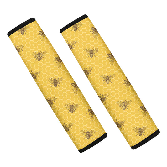 Bee Honeycomb Pattern Print Car Seat Belt Covers