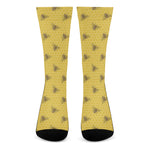 Bee Honeycomb Pattern Print Crew Socks