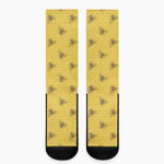 Bee Honeycomb Pattern Print Crew Socks