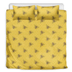 Bee Honeycomb Pattern Print Duvet Cover Bedding Set