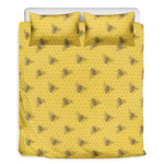 Bee Honeycomb Pattern Print Duvet Cover Bedding Set