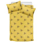 Bee Honeycomb Pattern Print Duvet Cover Bedding Set
