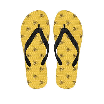 Bee Honeycomb Pattern Print Flip Flops