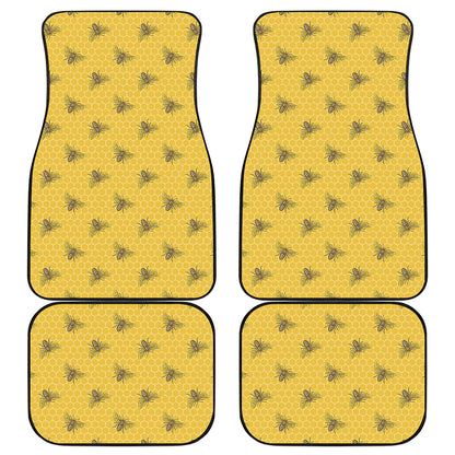 Bee Honeycomb Pattern Print Front and Back Car Floor Mats