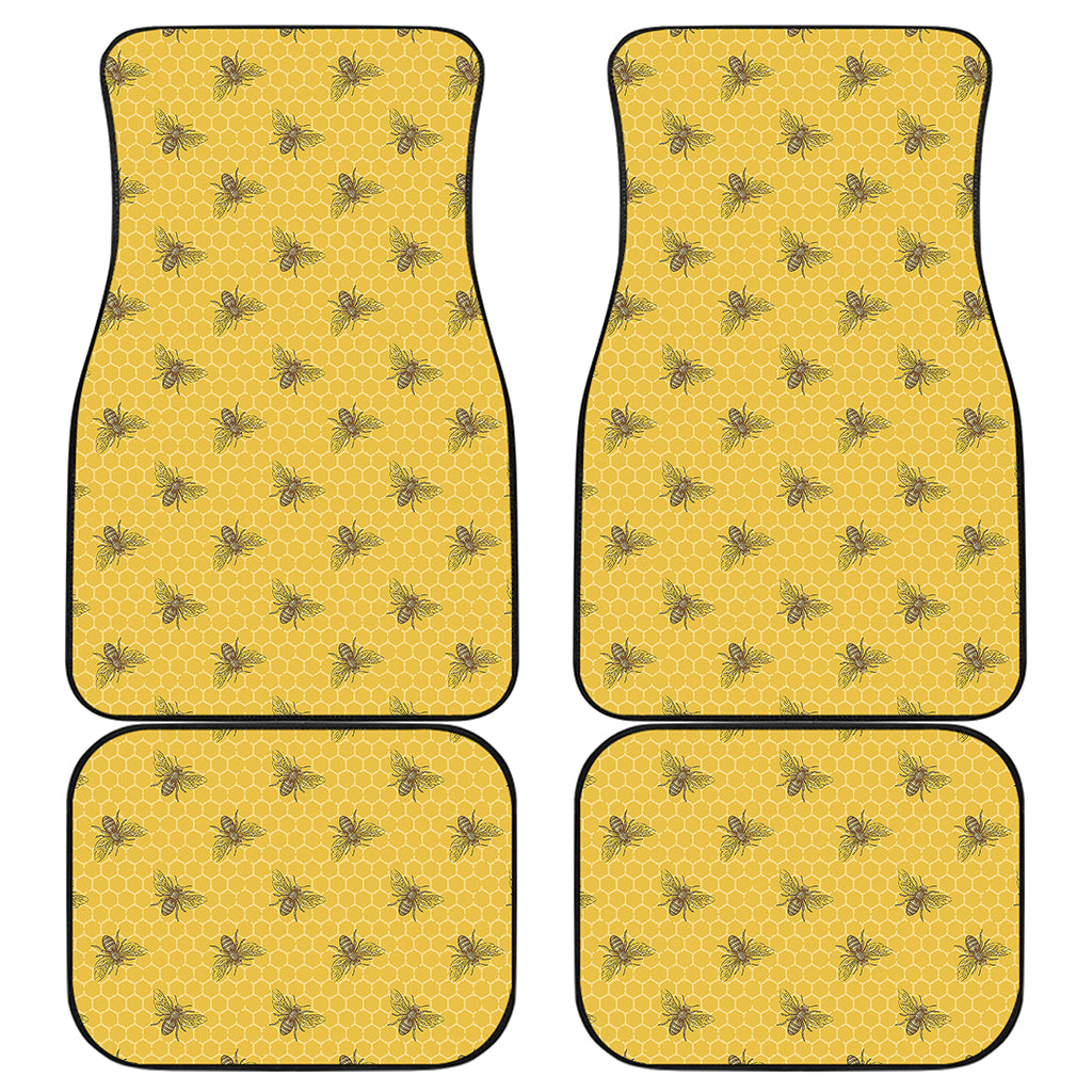 Bee Honeycomb Pattern Print Front and Back Car Floor Mats