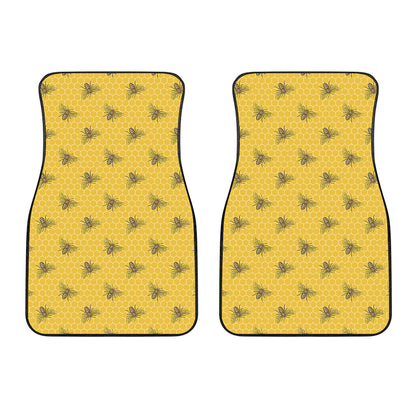 Bee Honeycomb Pattern Print Front Car Floor Mats