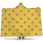 Bee Honeycomb Pattern Print Hooded Blanket
