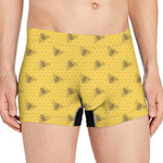 Bee Honeycomb Pattern Print Men's Boxer Briefs