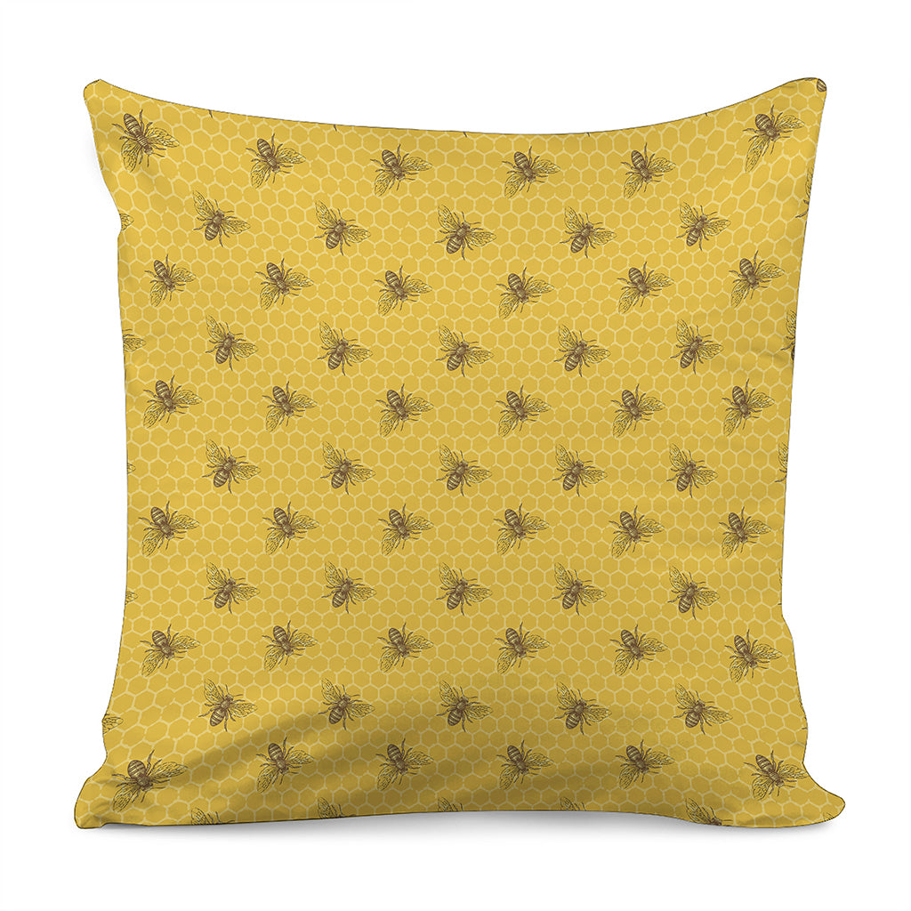 Bee Honeycomb Pattern Print Pillow Cover