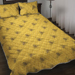 Bee Honeycomb Pattern Print Quilt Bed Set