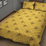 Bee Honeycomb Pattern Print Quilt Bed Set