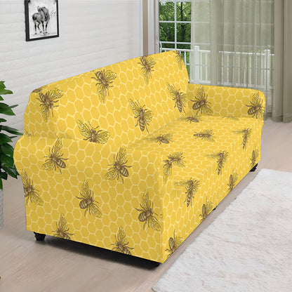 Bee Honeycomb Pattern Print Sofa Cover