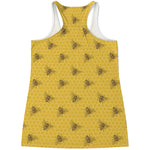 Bee Honeycomb Pattern Print Women's Racerback Tank Top
