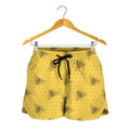 Bee Honeycomb Pattern Print Women's Shorts