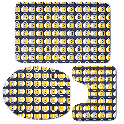 Beer Emoji Pattern Print 3 Piece Bath Mat Set