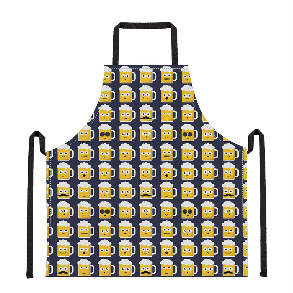 Beer Emoji Pattern Print Apron