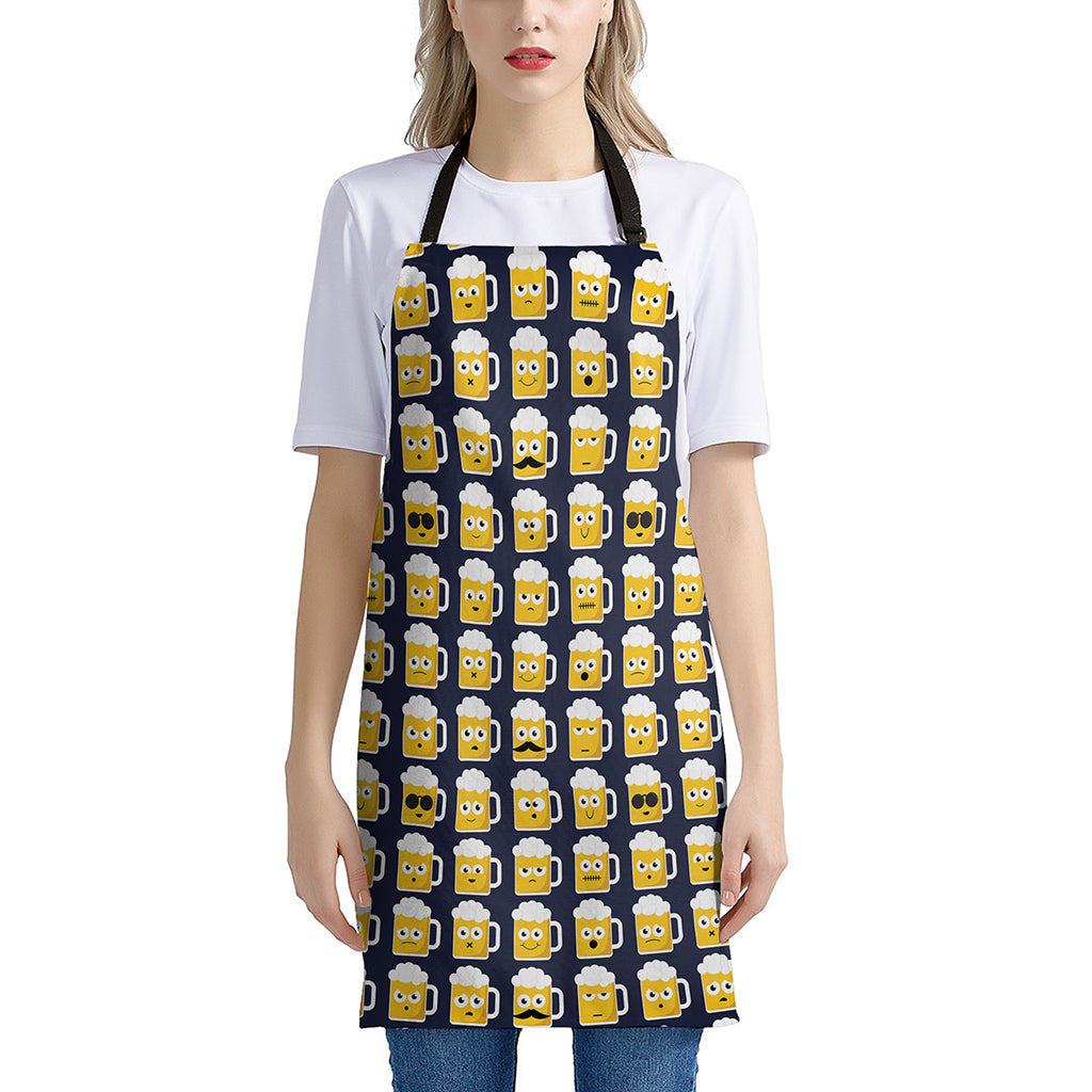 Beer Emoji Pattern Print Apron