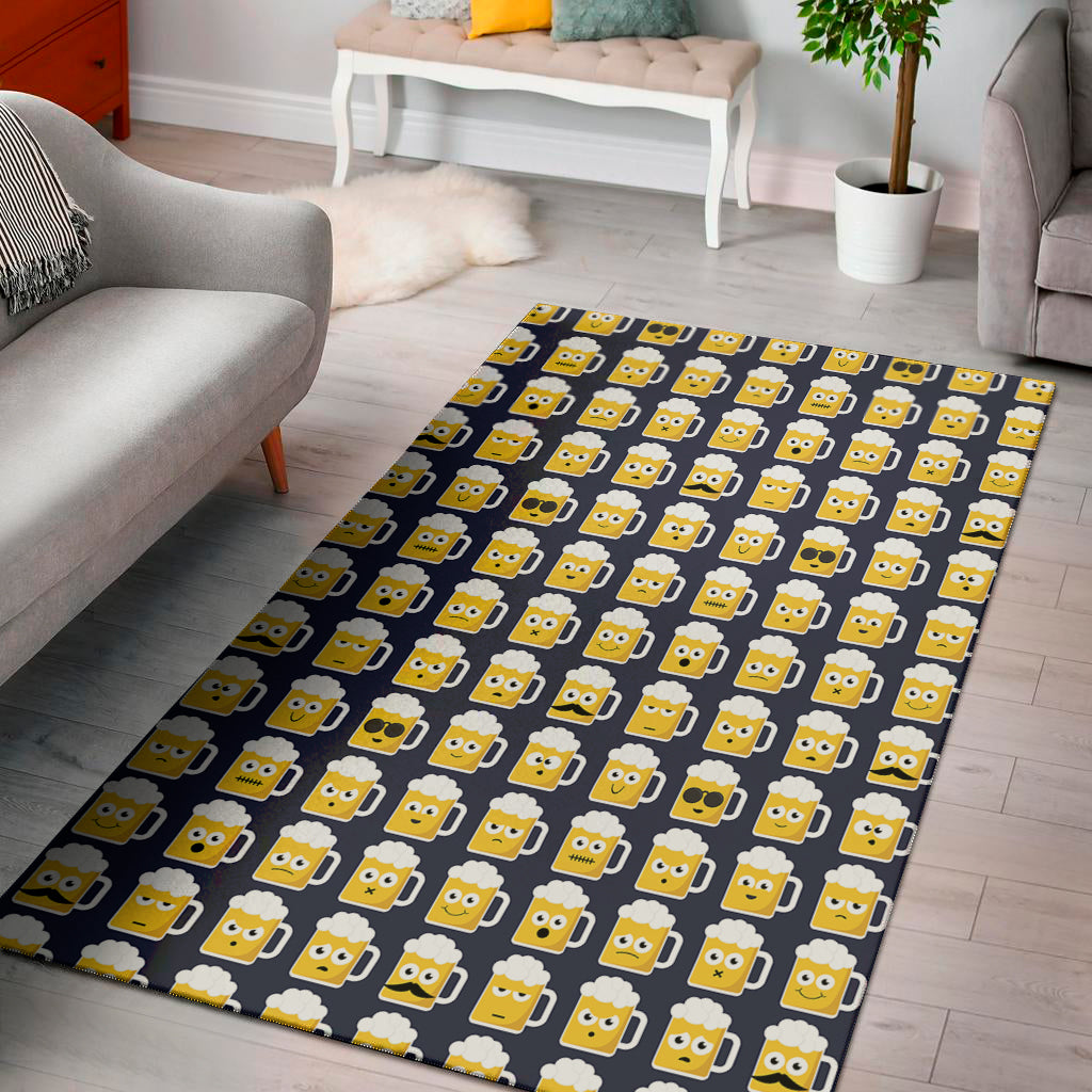 Beer Emoji Pattern Print Area Rug