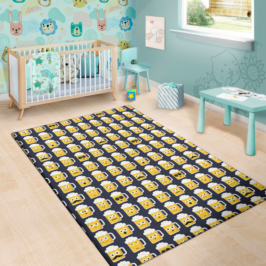 Beer Emoji Pattern Print Area Rug