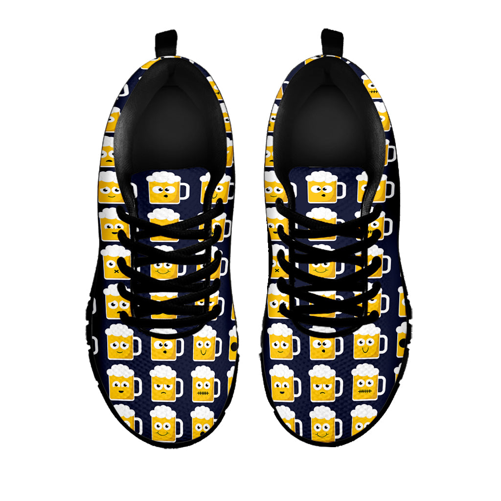 Beer Emoji Pattern Print Black Sneakers