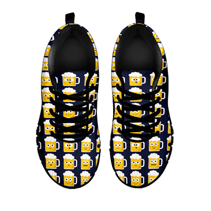 Beer Emoji Pattern Print Black Sneakers