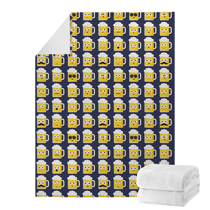 Beer Emoji Pattern Print Blanket