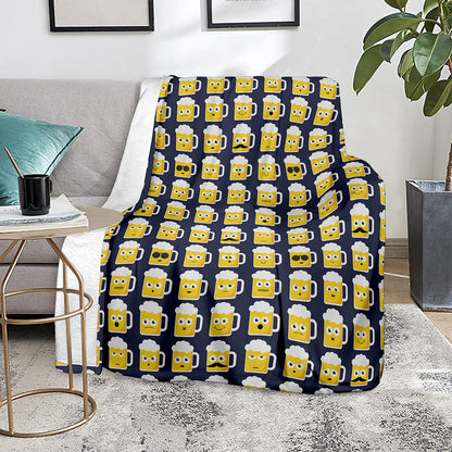 Beer Emoji Pattern Print Blanket