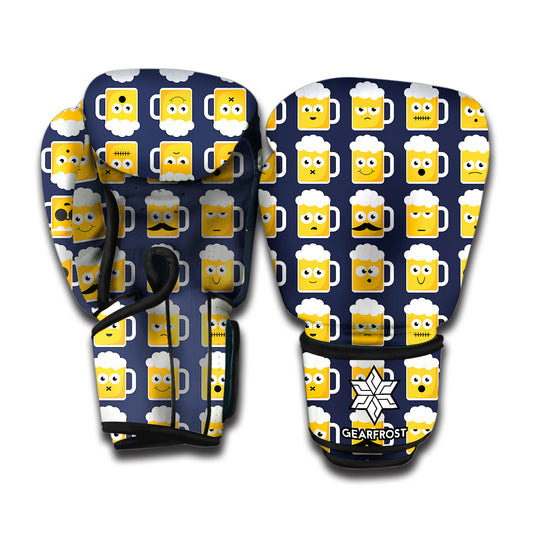 Beer Emoji Pattern Print Boxing Gloves