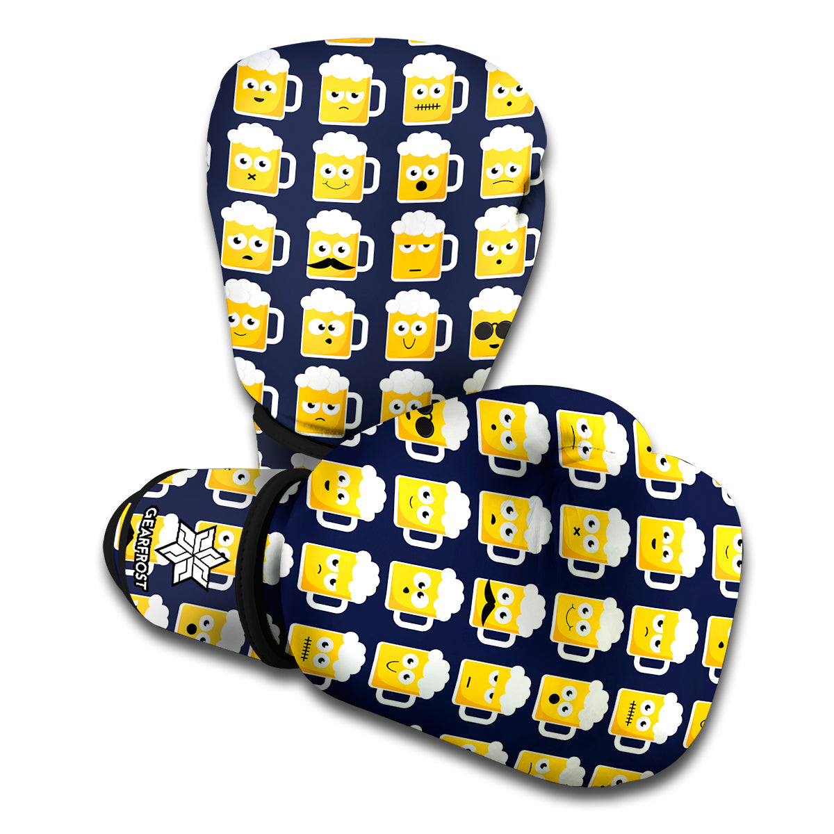 Beer Emoji Pattern Print Boxing Gloves
