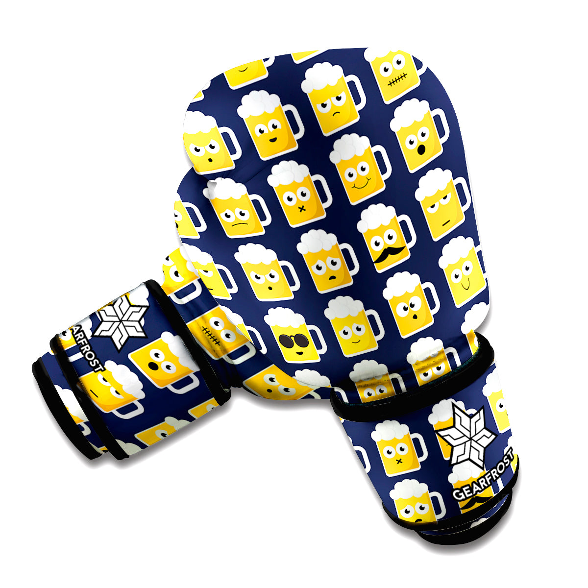 Beer Emoji Pattern Print Boxing Gloves