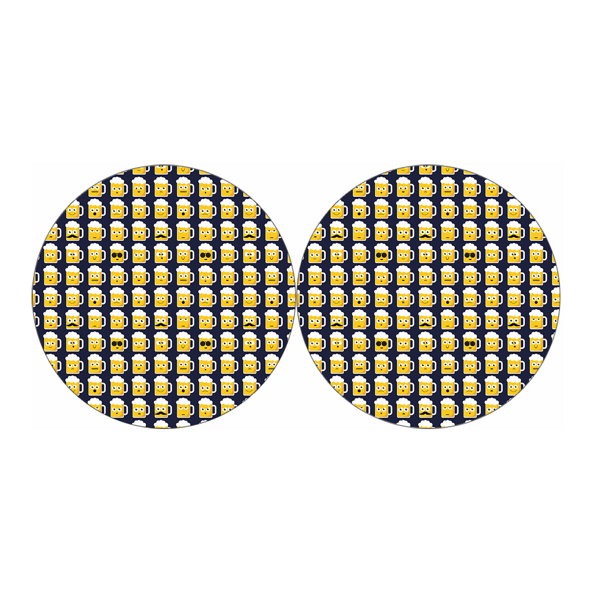 Beer Emoji Pattern Print Car Coasters