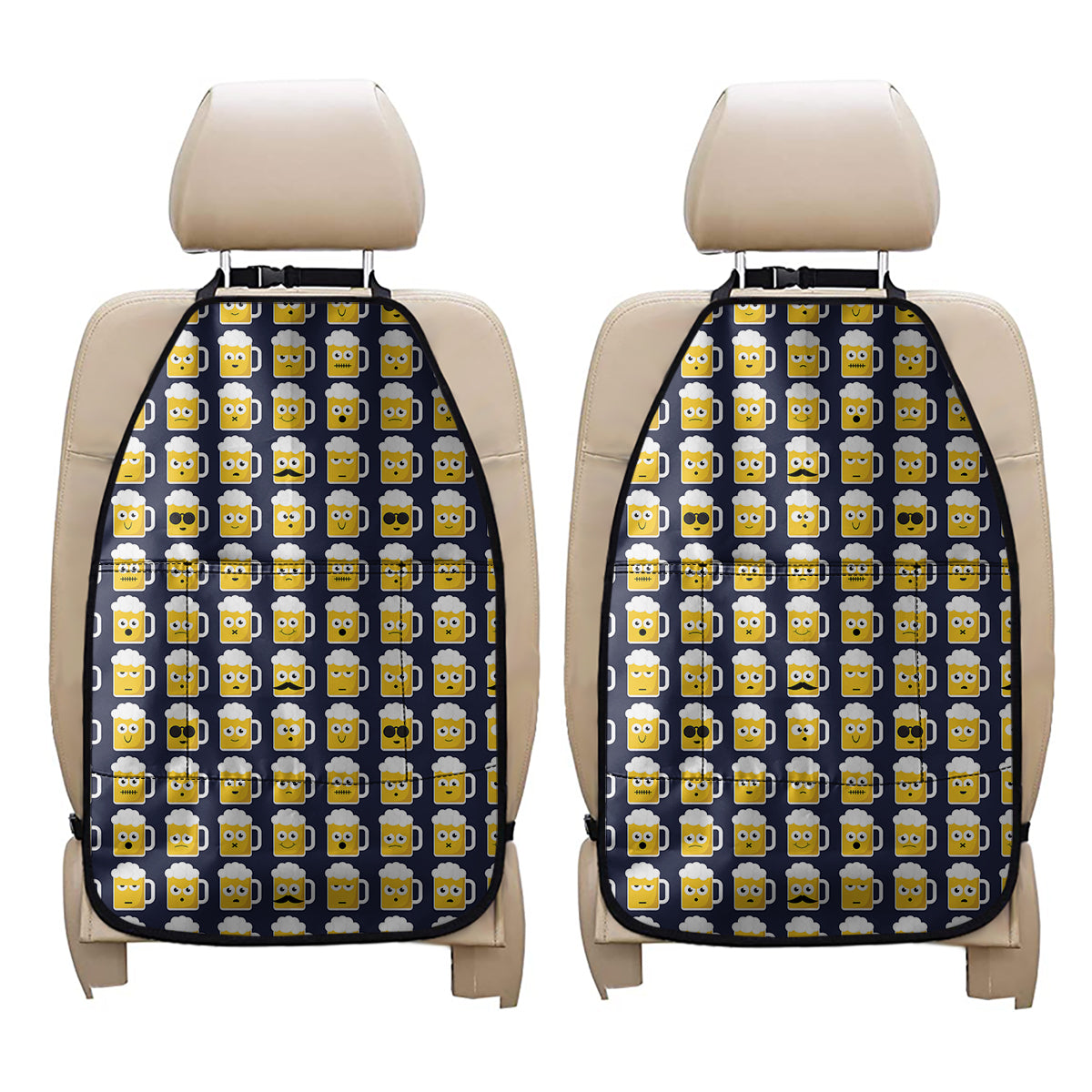 Beer Emoji Pattern Print Car Seat Organizers
