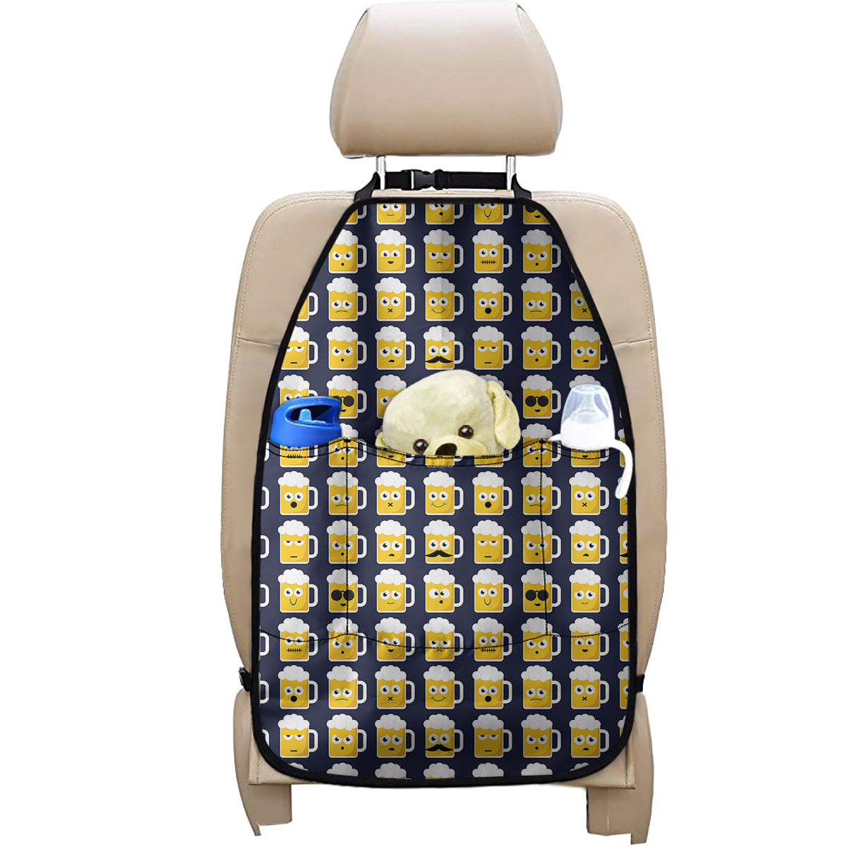 Beer Emoji Pattern Print Car Seat Organizers