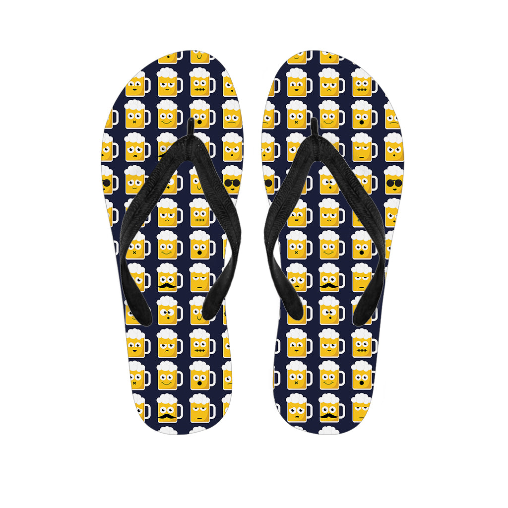 Beer Emoji Pattern Print Flip Flops