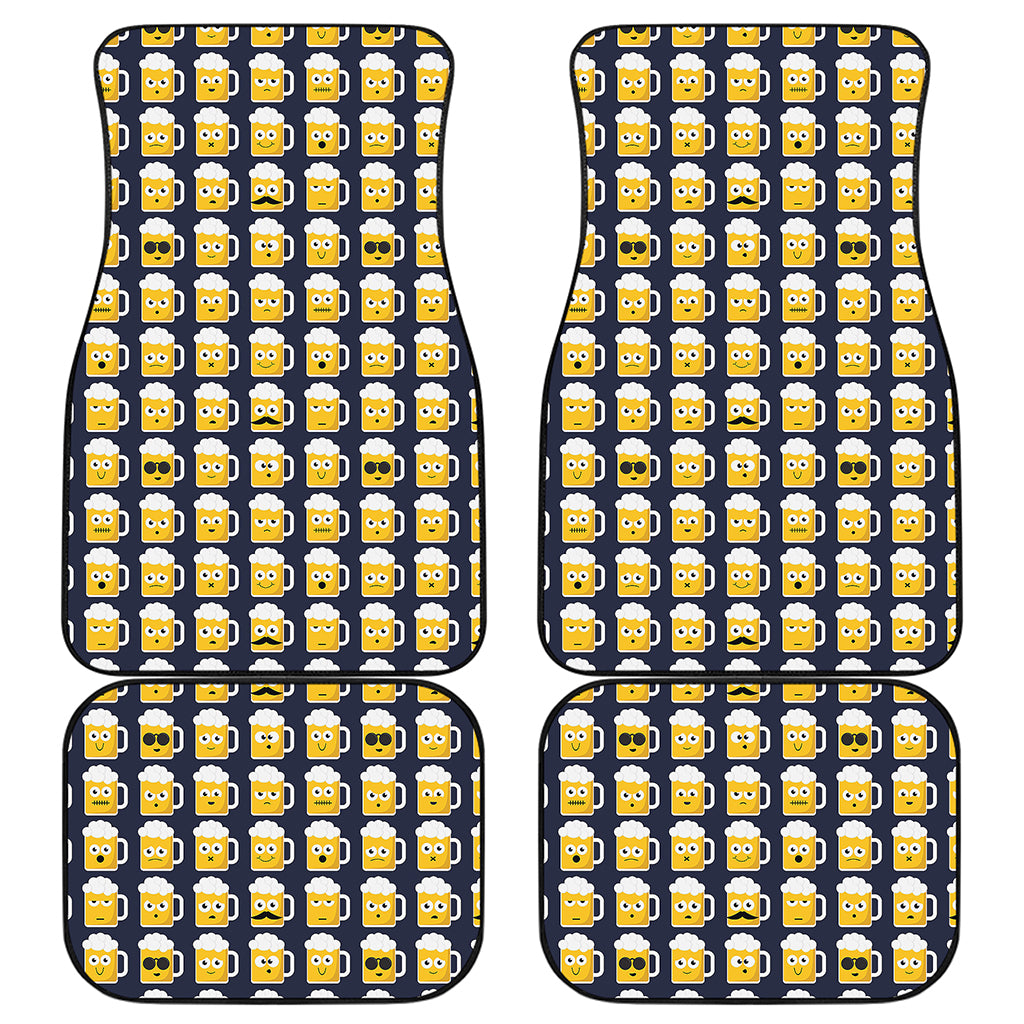 Beer Emoji Pattern Print Front and Back Car Floor Mats