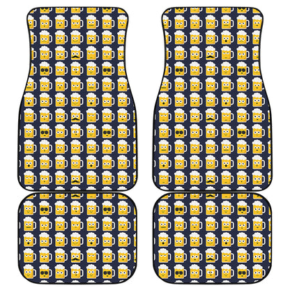 Beer Emoji Pattern Print Front and Back Car Floor Mats