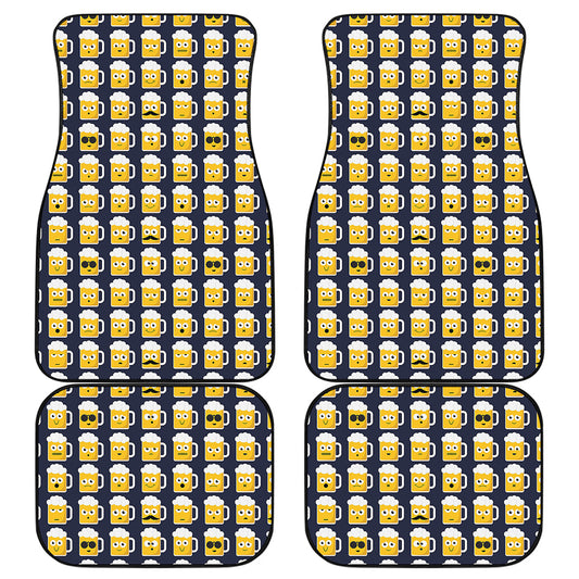 Beer Emoji Pattern Print Front and Back Car Floor Mats