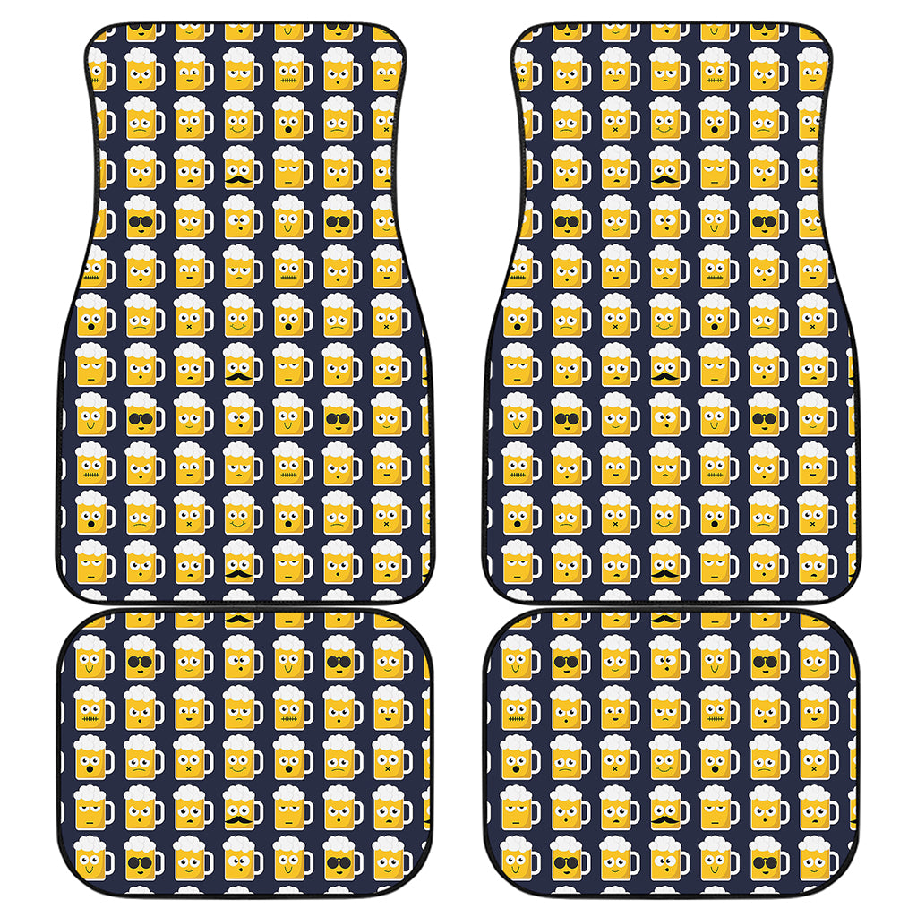 Beer Emoji Pattern Print Front and Back Car Floor Mats