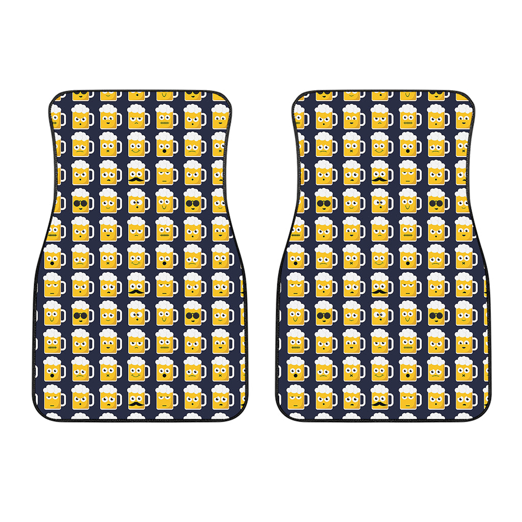 Beer Emoji Pattern Print Front Car Floor Mats