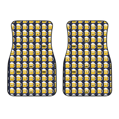 Beer Emoji Pattern Print Front Car Floor Mats