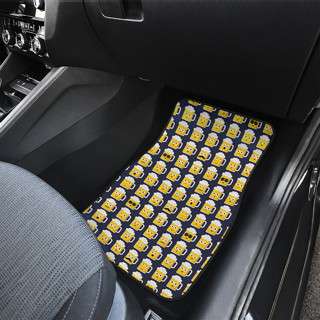Beer Emoji Pattern Print Front Car Floor Mats