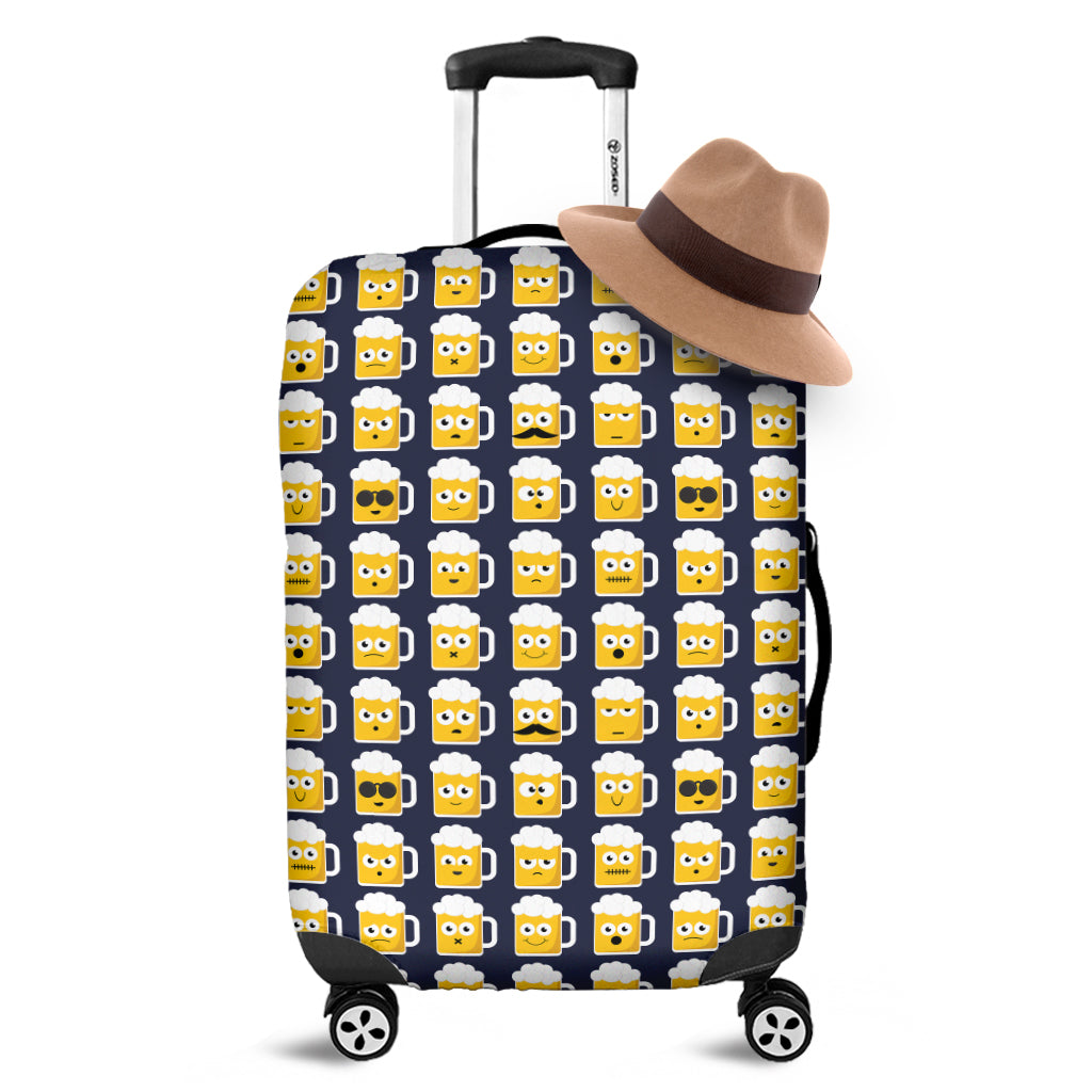 Beer Emoji Pattern Print Luggage Cover