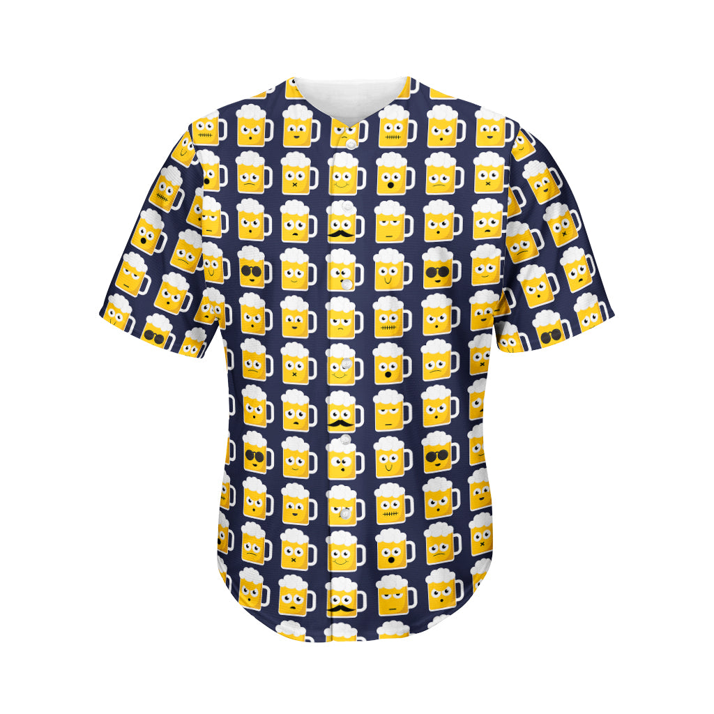 Beer Emoji Pattern Print Men's Baseball Jersey