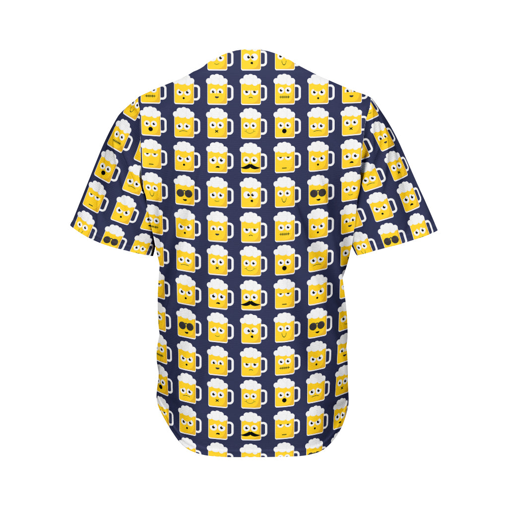 Beer Emoji Pattern Print Men's Baseball Jersey