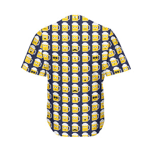 Beer Emoji Pattern Print Men's Baseball Jersey