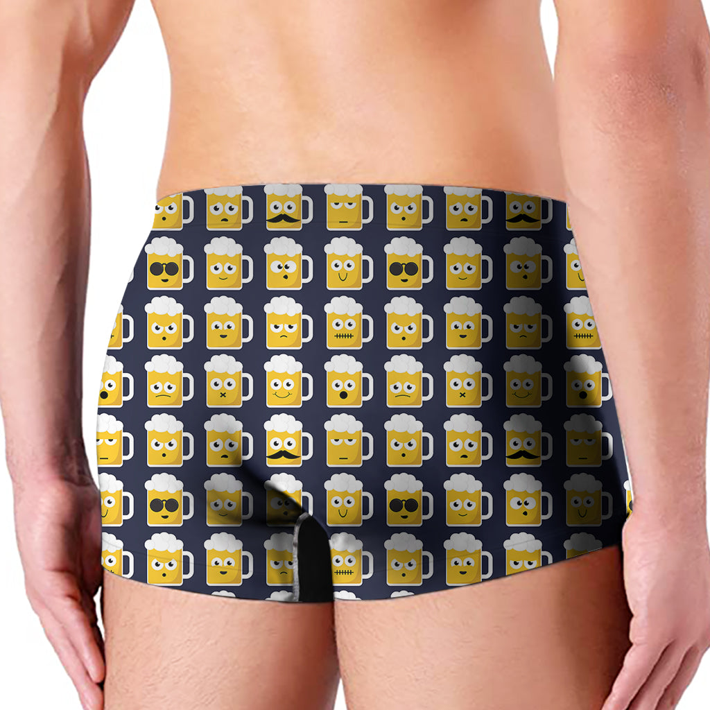 Beer Emoji Pattern Print Men's Boxer Briefs