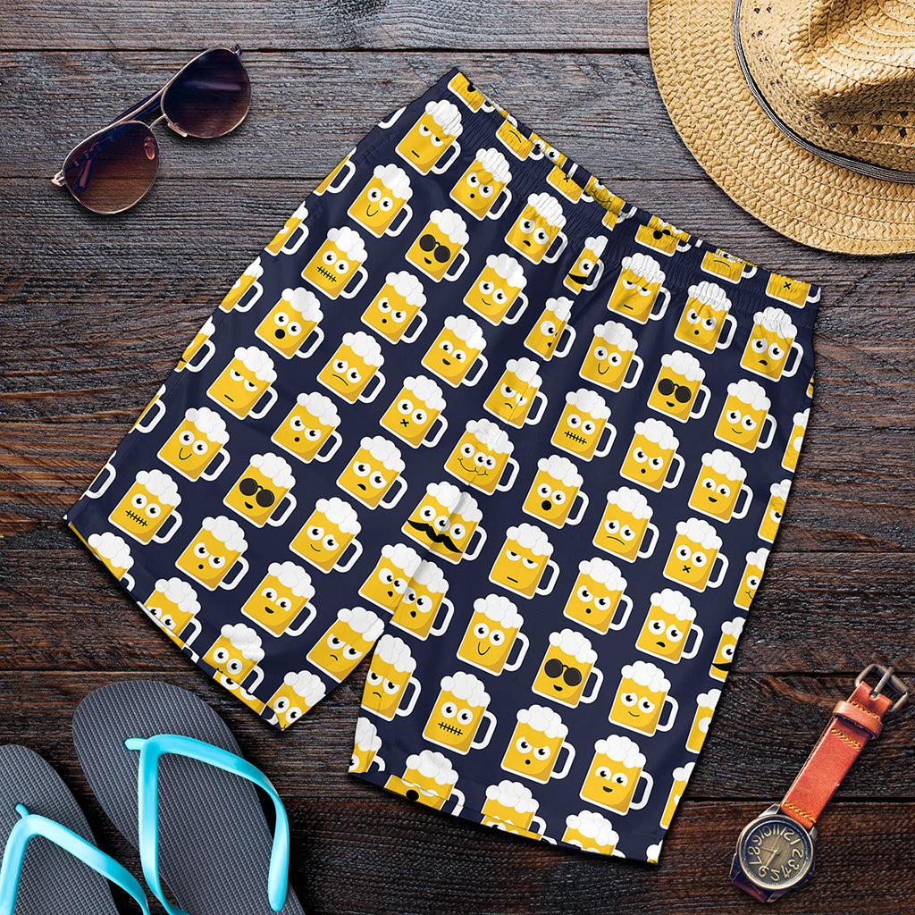 Beer Emoji Pattern Print Men's Shorts