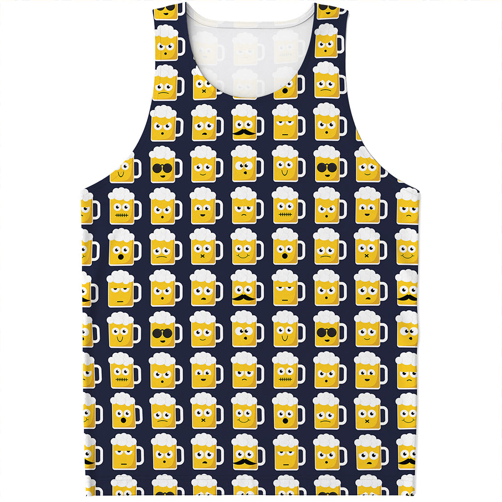 Beer Emoji Pattern Print Men's Tank Top