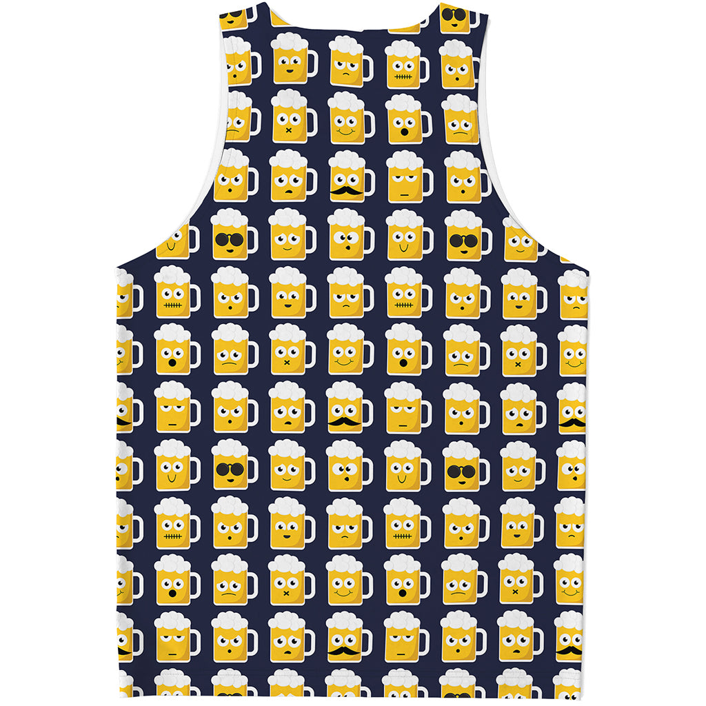 Beer Emoji Pattern Print Men's Tank Top